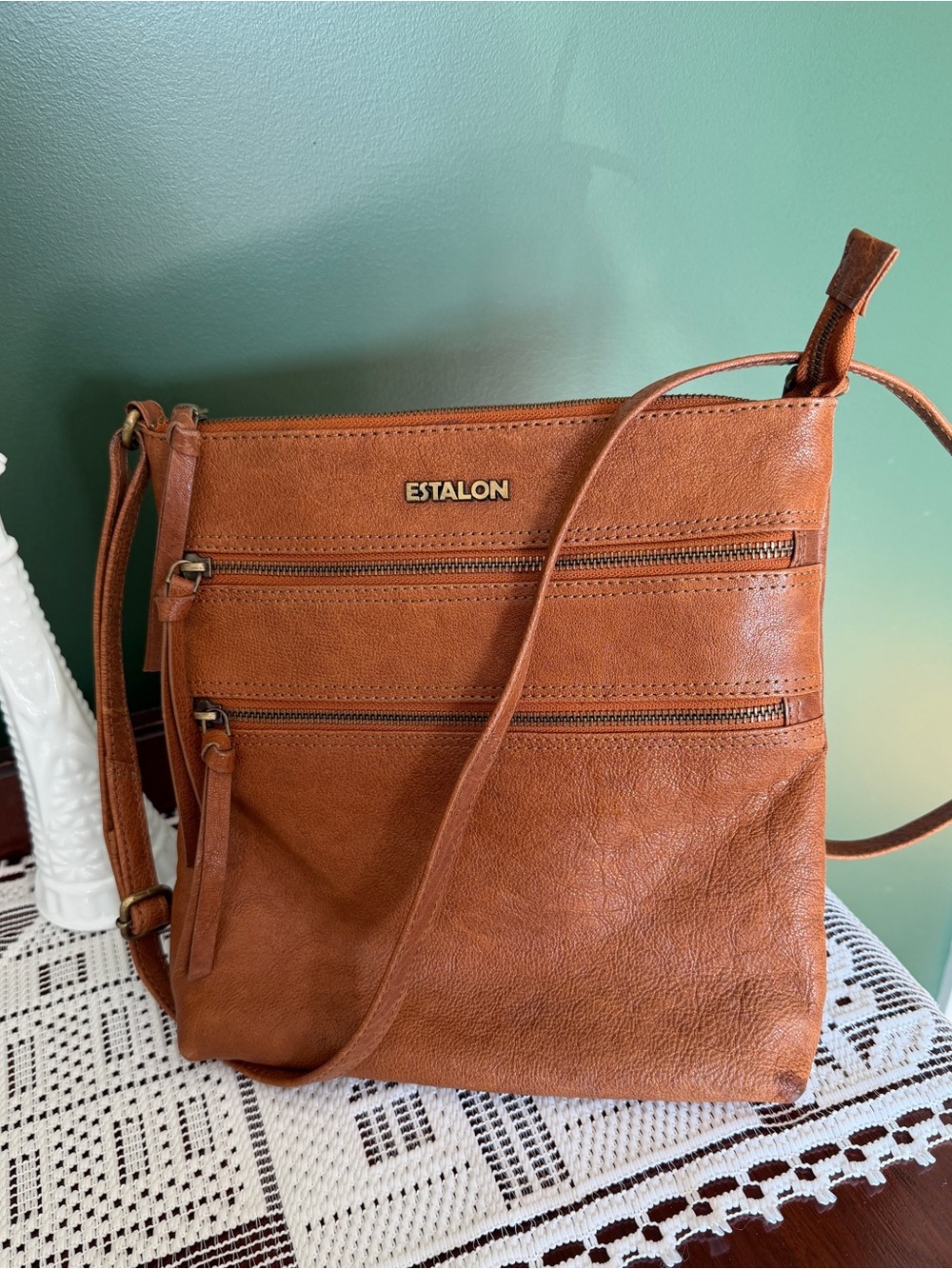 Estalon Crossbody Bag with Dual Zip Front Pockets